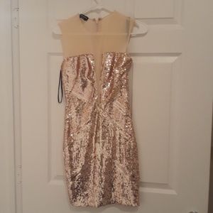 Bebe sequin two- tone gold mini dress
